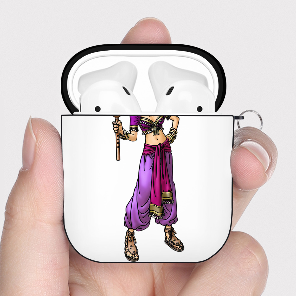 （画像用） ドラゴンクエスト Doragon Kuesuto Dragon Quest AirPods 第2世代保護ケース ハードシェル ブラック 耐衝撃・防指紋・カラビナ付き