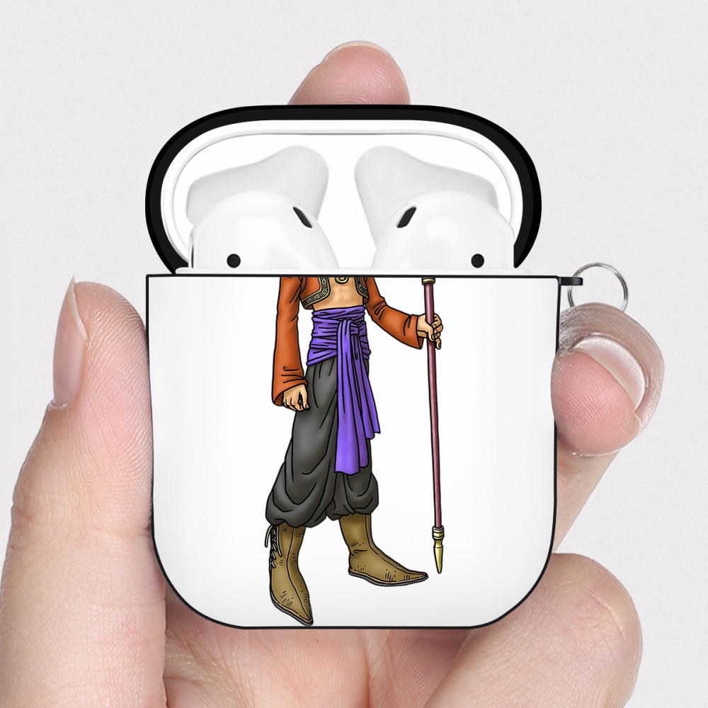 （画像用） ドラゴンクエスト Doragon Kuesuto Dragon Quest AirPods 第2世代保護ケース ハードシェル ブラック 耐衝撃・防指紋・カラビナ付き