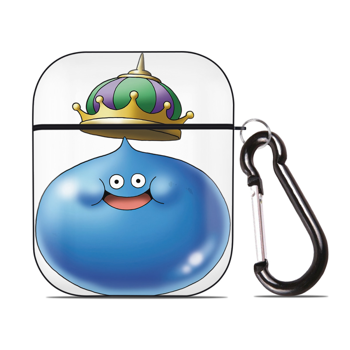 （画像用） ドラゴンクエスト Doragon Kuesuto Dragon Quest AirPods 第2世代保護ケース ハードシェル ブラック 耐衝撃・防指紋・カラビナ付き