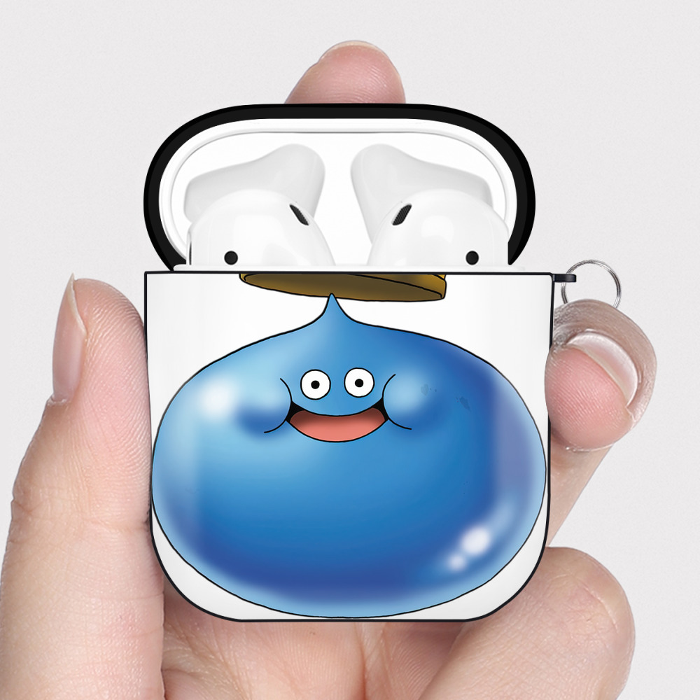 （画像用） ドラゴンクエスト Doragon Kuesuto Dragon Quest AirPods 第2世代保護ケース ハードシェル ブラック 耐衝撃・防指紋・カラビナ付き