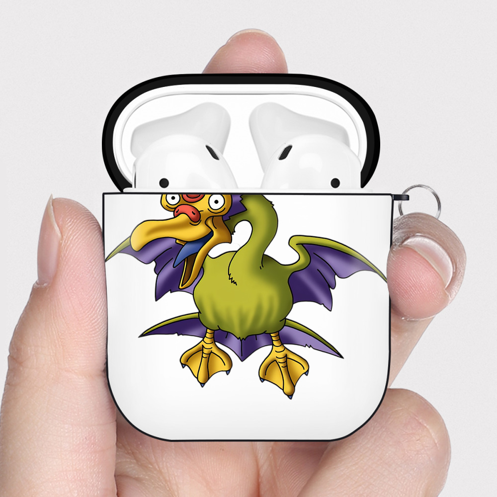 （画像用） ドラゴンクエスト Doragon Kuesuto Dragon Quest AirPods 第2世代保護ケース ハードシェル ブラック 耐衝撃・防指紋・カラビナ付き