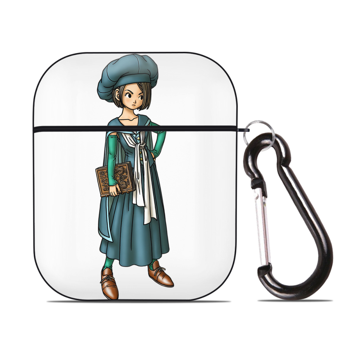（画像用） ドラゴンクエスト Doragon Kuesuto Dragon Quest AirPods 第2世代保護ケース ハードシェル ブラック 耐衝撃・防指紋・カラビナ付き