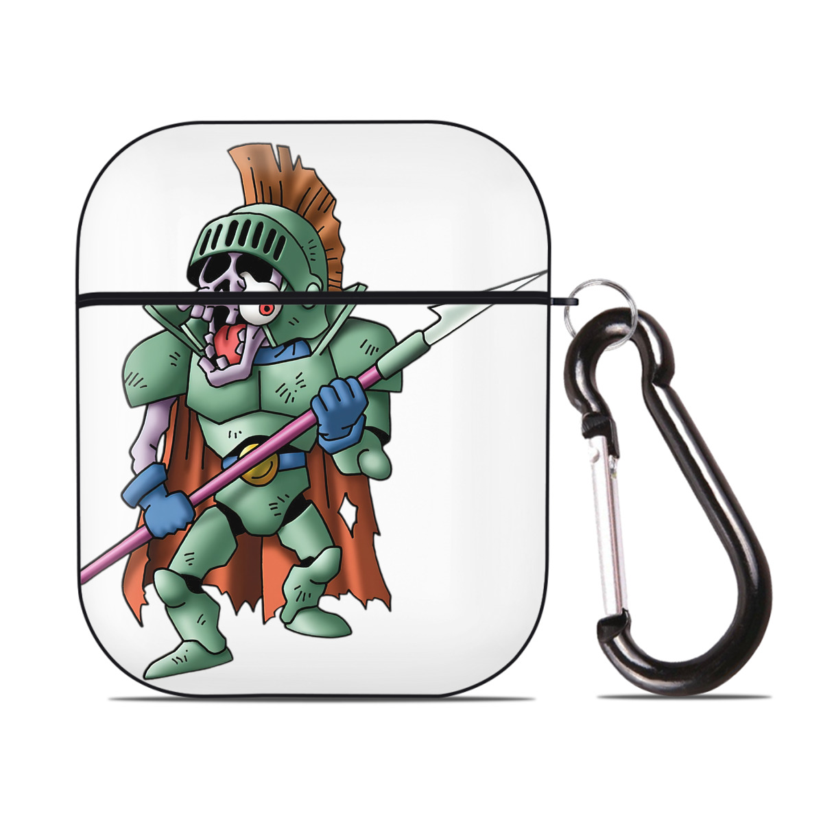 （画像用） ドラゴンクエスト Doragon Kuesuto Dragon Quest AirPods 第2世代保護ケース ハードシェル ブラック 耐衝撃・防指紋・カラビナ付き