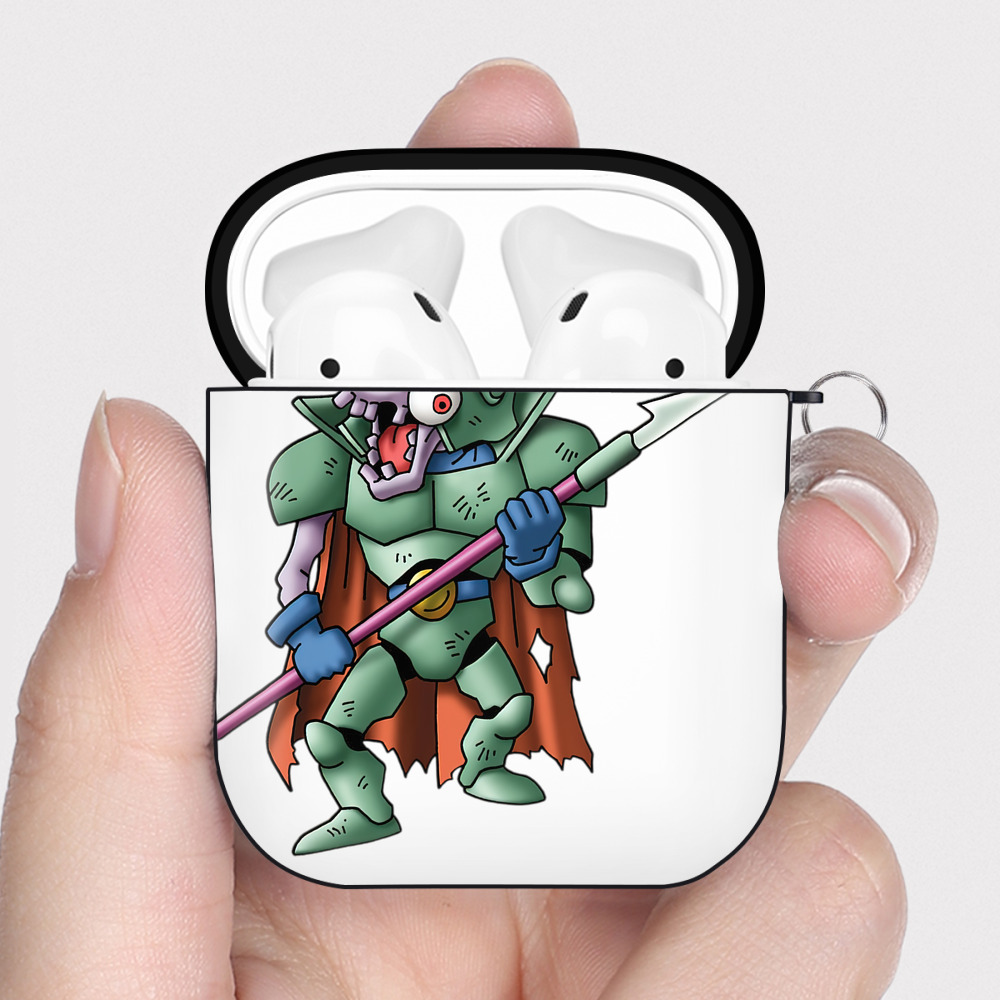 （画像用） ドラゴンクエスト Doragon Kuesuto Dragon Quest AirPods 第2世代保護ケース ハードシェル ブラック 耐衝撃・防指紋・カラビナ付き
