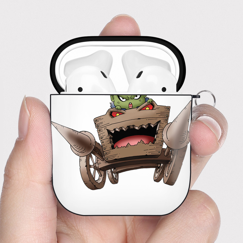 （画像用） ドラゴンクエスト Doragon Kuesuto Dragon Quest AirPods 第2世代保護ケース ハードシェル ブラック 耐衝撃・防指紋・カラビナ付き