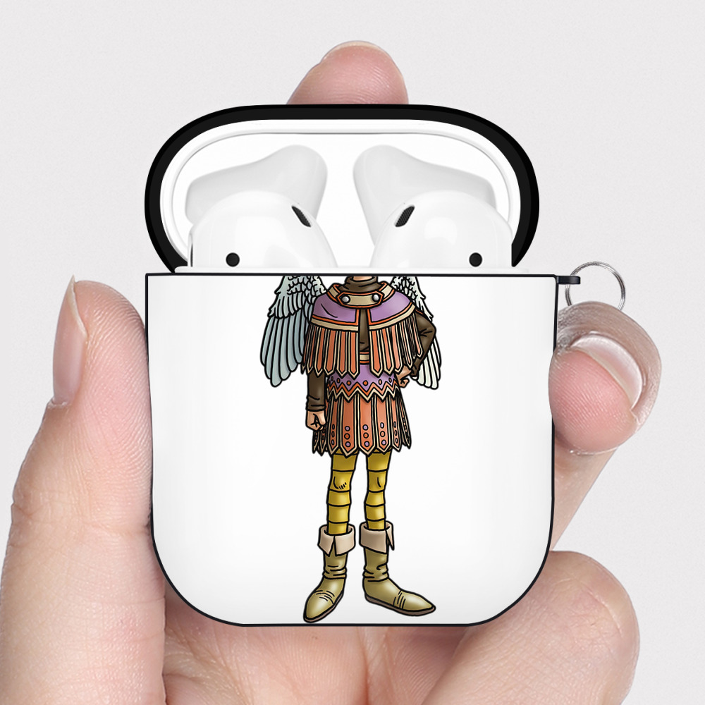（画像用） ドラゴンクエスト Doragon Kuesuto Dragon Quest AirPods 第2世代保護ケース ハードシェル ブラック 耐衝撃・防指紋・カラビナ付き