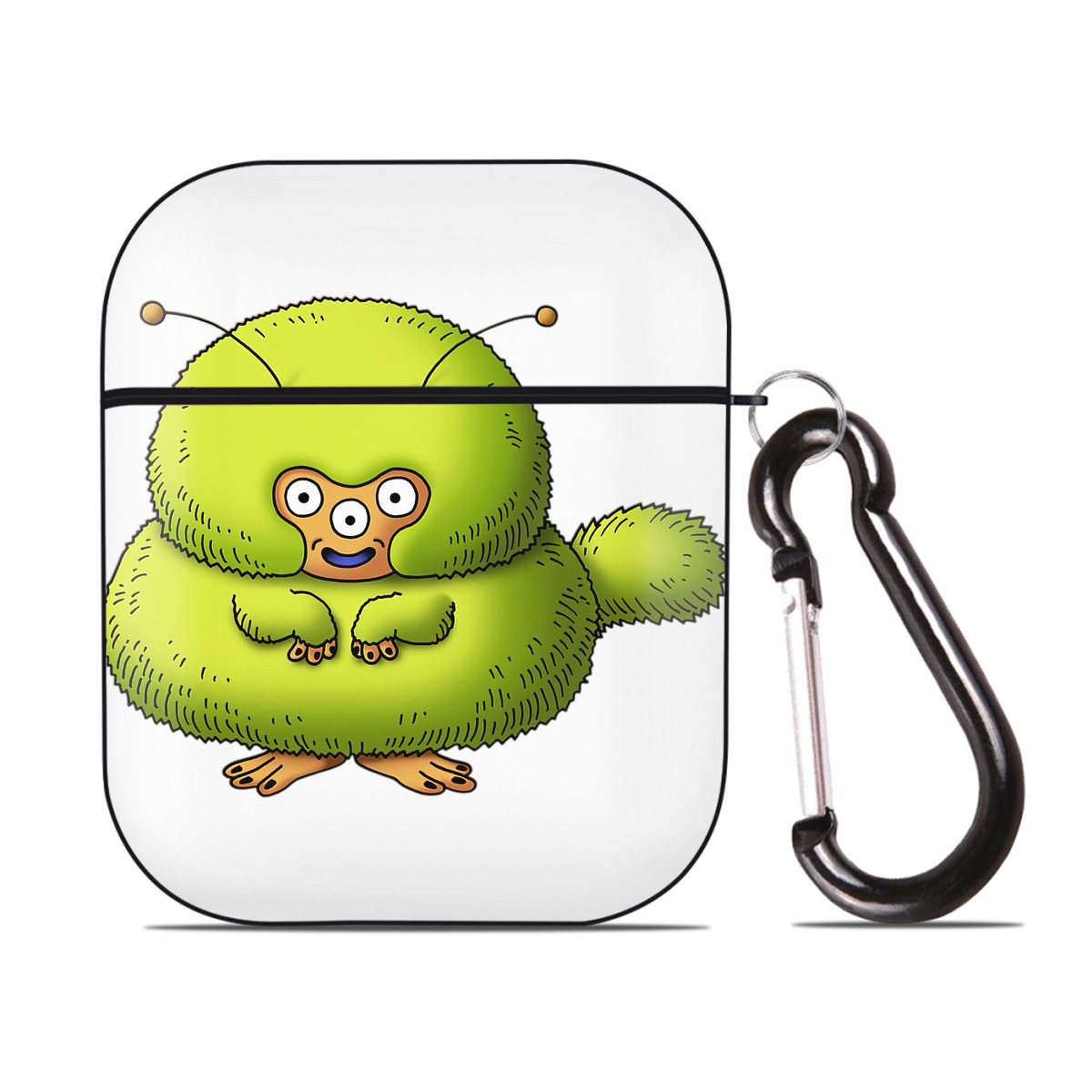 （画像用） ドラゴンクエスト Doragon Kuesuto Dragon Quest AirPods 第2世代保護ケース ハードシェル ブラック 耐衝撃・防指紋・カラビナ付き