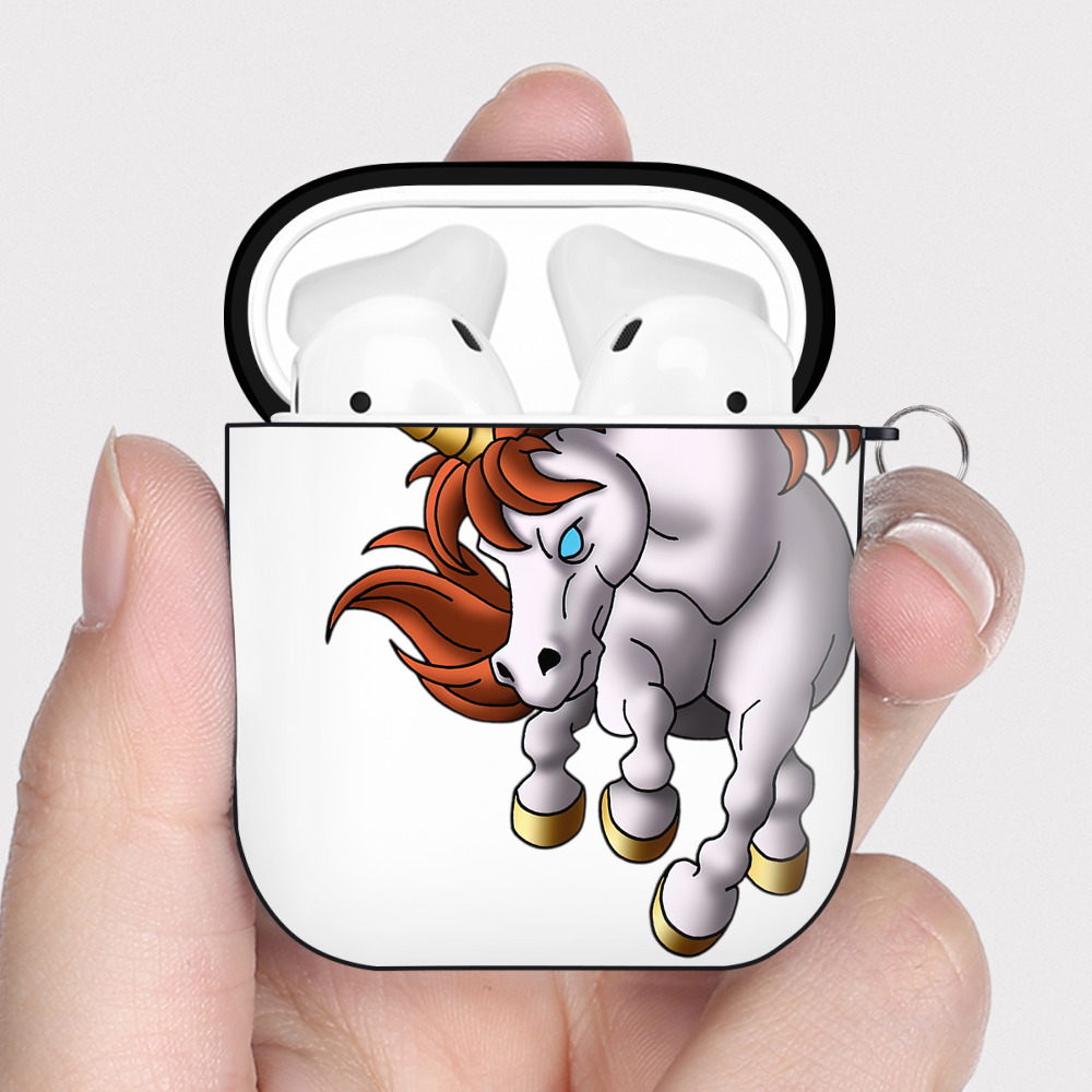 （画像用） ドラゴンクエスト Doragon Kuesuto Dragon Quest AirPods 第2世代保護ケース ハードシェル ブラック 耐衝撃・防指紋・カラビナ付き
