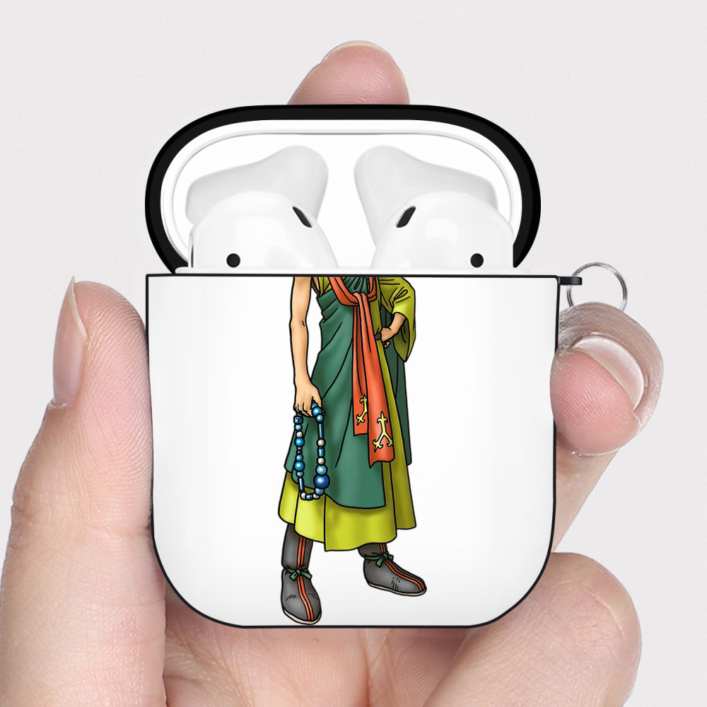 （画像用） ドラゴンクエスト Doragon Kuesuto Dragon Quest AirPods 第2世代保護ケース ハードシェル ブラック 耐衝撃・防指紋・カラビナ付き