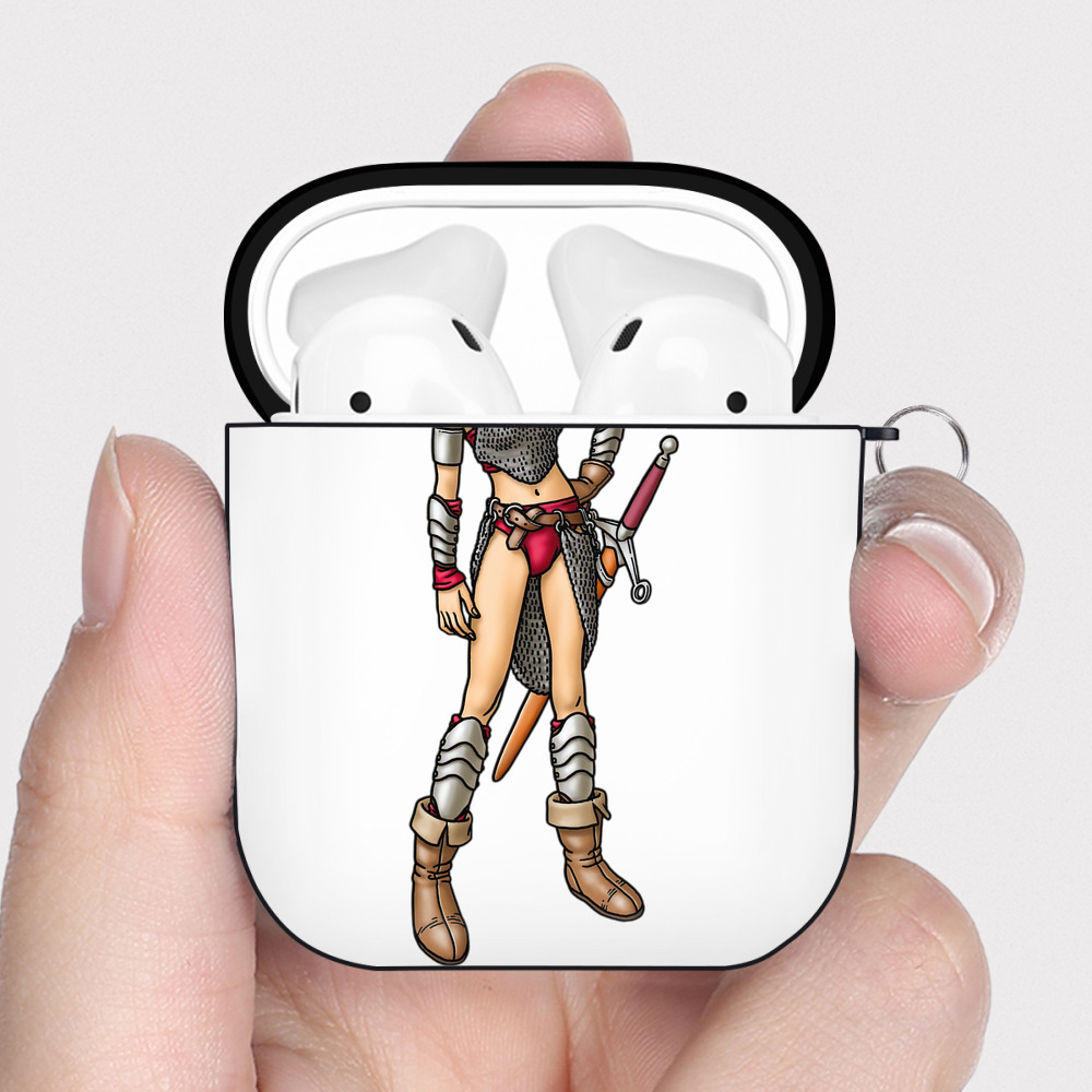 （画像用） ドラゴンクエスト Doragon Kuesuto Dragon Quest AirPods 第2世代保護ケース ハードシェル ブラック 耐衝撃・防指紋・カラビナ付き