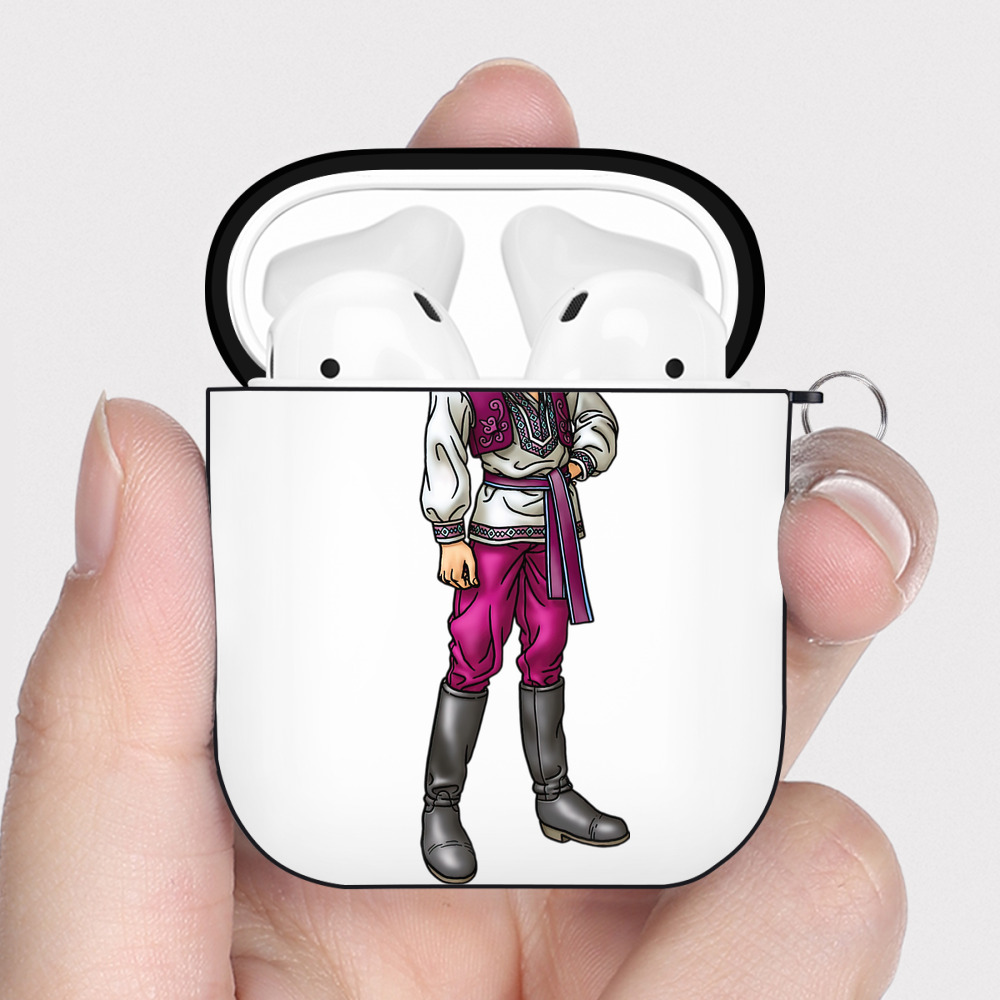 （画像用） ドラゴンクエスト Doragon Kuesuto Dragon Quest AirPods 第2世代保護ケース ハードシェル ブラック 耐衝撃・防指紋・カラビナ付き