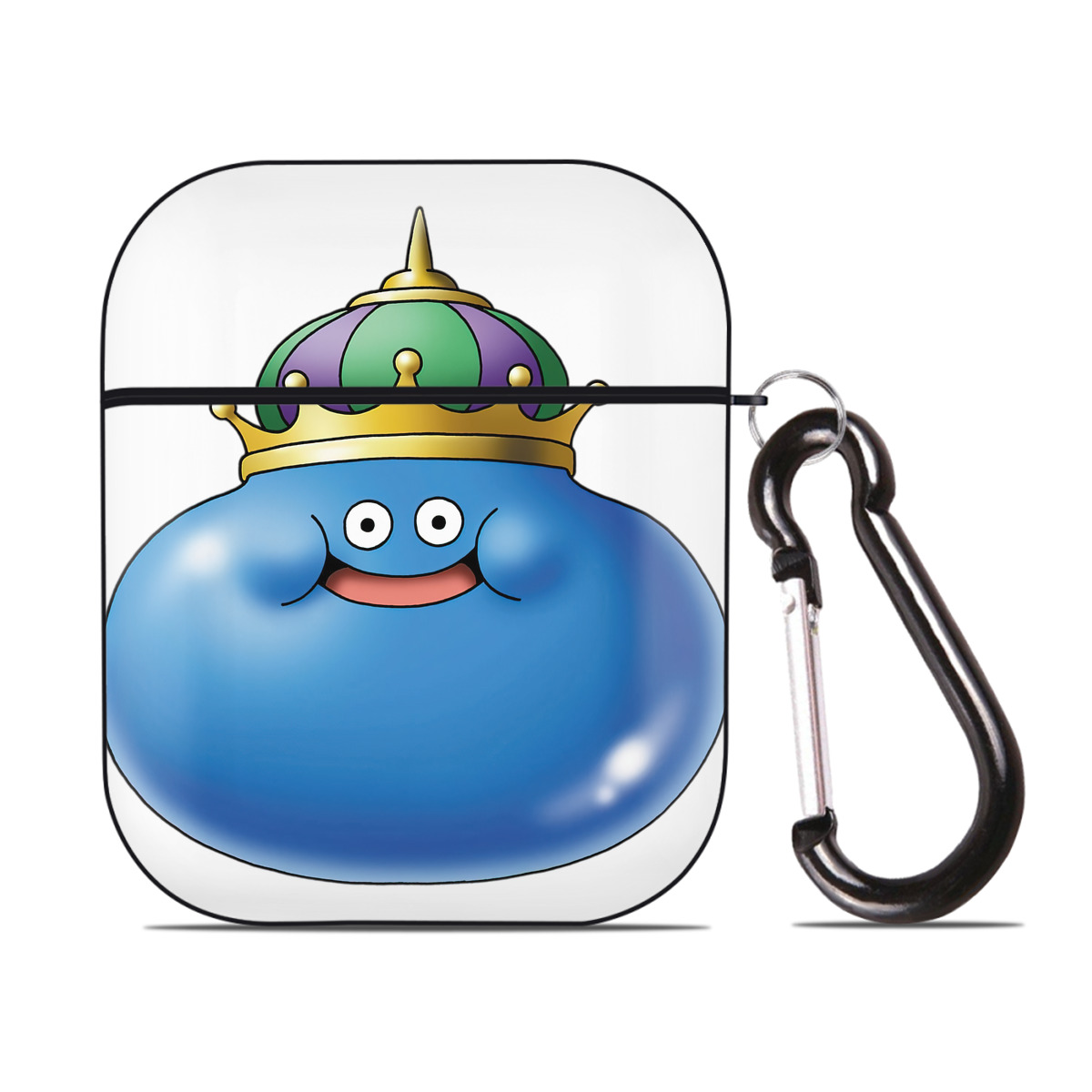 （画像用） ドラゴンクエスト Doragon Kuesuto Dragon Quest AirPods 第2世代保護ケース ハードシェル ブラック 耐衝撃・防指紋・カラビナ付き