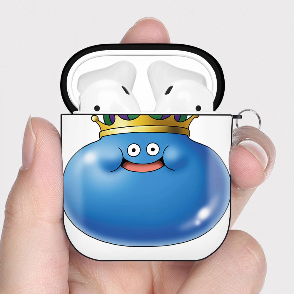 （画像用） ドラゴンクエスト Doragon Kuesuto Dragon Quest AirPods 第2世代保護ケース ハードシェル ブラック 耐衝撃・防指紋・カラビナ付き