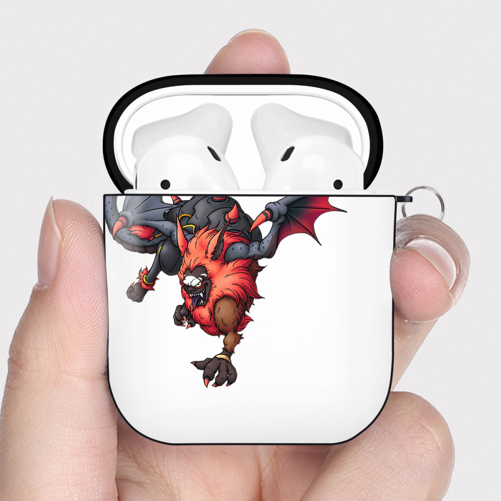 （画像用） ドラゴンクエスト Doragon Kuesuto Dragon Quest AirPods 第2世代保護ケース ハードシェル ブラック 耐衝撃・防指紋・カラビナ付き