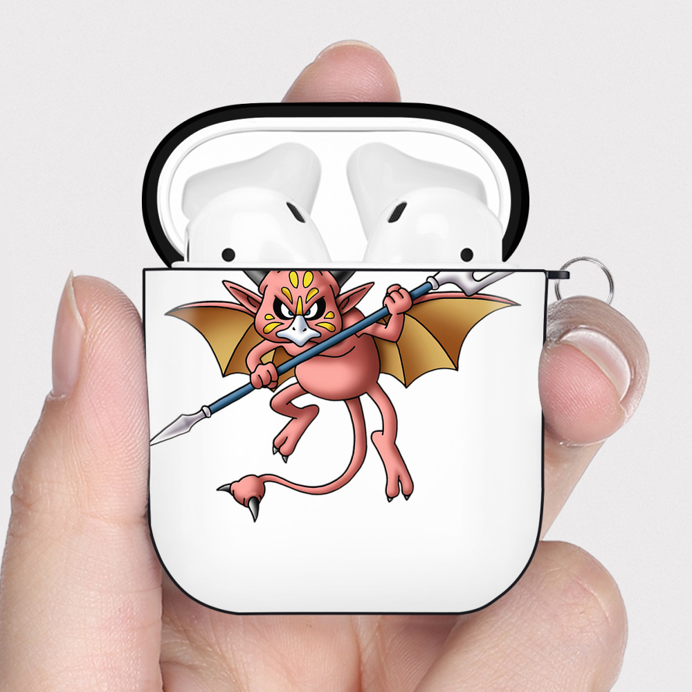 （画像用） ドラゴンクエスト Doragon Kuesuto Dragon Quest AirPods 第2世代保護ケース ハードシェル ブラック 耐衝撃・防指紋・カラビナ付き