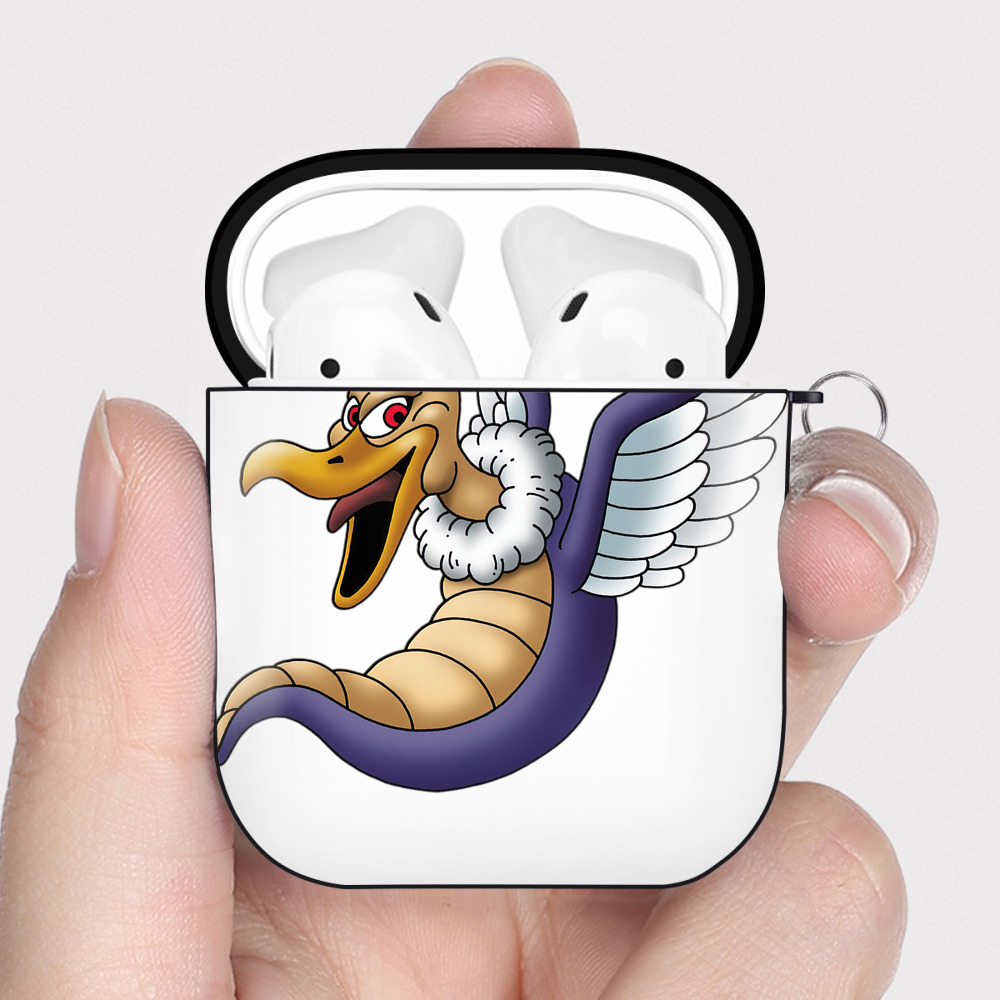 （画像用） ドラゴンクエスト Doragon Kuesuto Dragon Quest AirPods 第2世代保護ケース ハードシェル ブラック 耐衝撃・防指紋・カラビナ付き