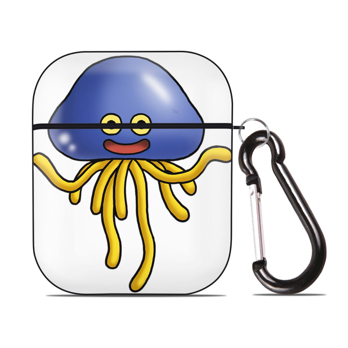 （画像用） ドラゴンクエスト Doragon Kuesuto Dragon Quest AirPods 第2世代保護ケース ハードシェル ブラック 耐衝撃・防指紋・カラビナ付き