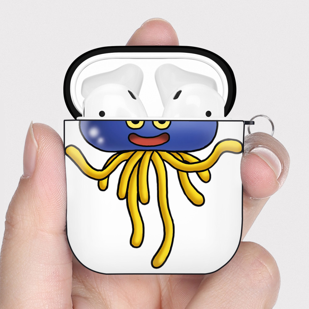 （画像用） ドラゴンクエスト Doragon Kuesuto Dragon Quest AirPods 第2世代保護ケース ハードシェル ブラック 耐衝撃・防指紋・カラビナ付き