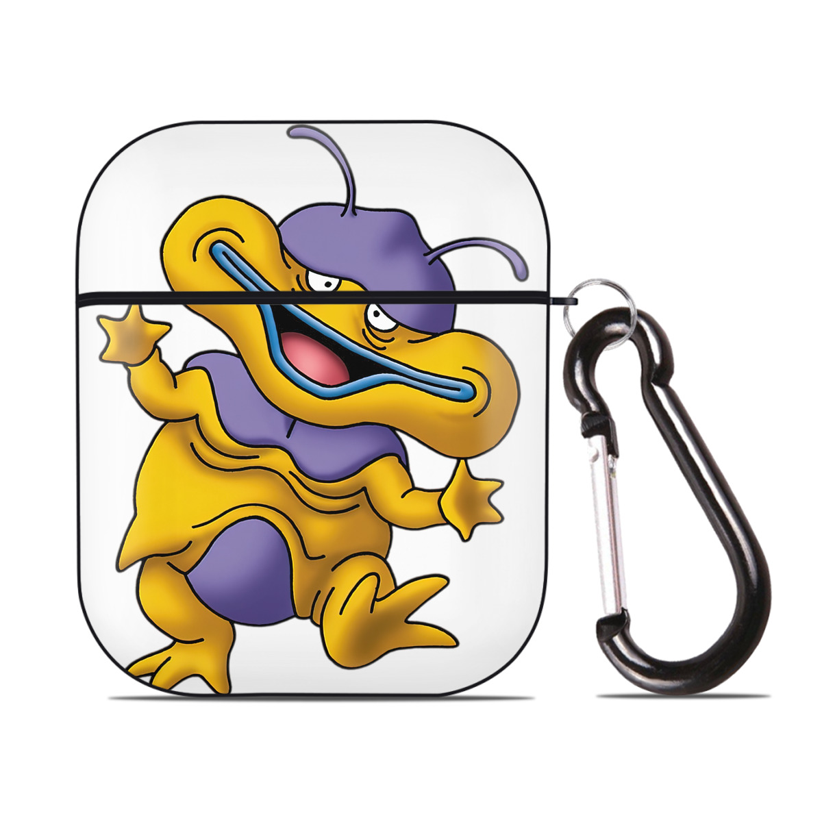 （画像用） ドラゴンクエスト Doragon Kuesuto Dragon Quest AirPods 第2世代保護ケース ハードシェル ブラック 耐衝撃・防指紋・カラビナ付き
