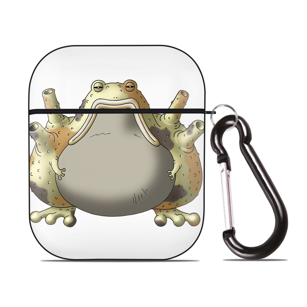 （画像用） ドラゴンクエスト Doragon Kuesuto Dragon Quest AirPods 第2世代保護ケース ハードシェル ブラック 耐衝撃・防指紋・カラビナ付き