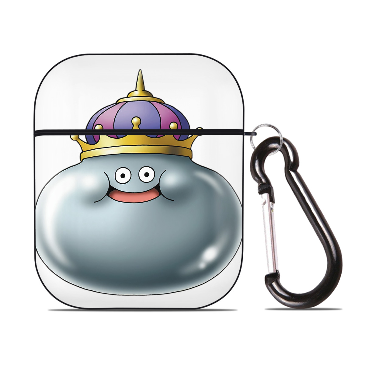 （画像用） ドラゴンクエスト Doragon Kuesuto Dragon Quest AirPods 第2世代保護ケース ハードシェル ブラック 耐衝撃・防指紋・カラビナ付き