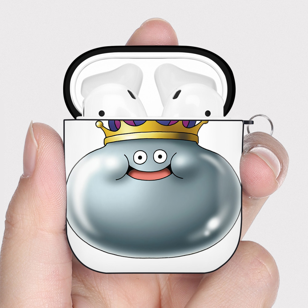 （画像用） ドラゴンクエスト Doragon Kuesuto Dragon Quest AirPods 第2世代保護ケース ハードシェル ブラック 耐衝撃・防指紋・カラビナ付き