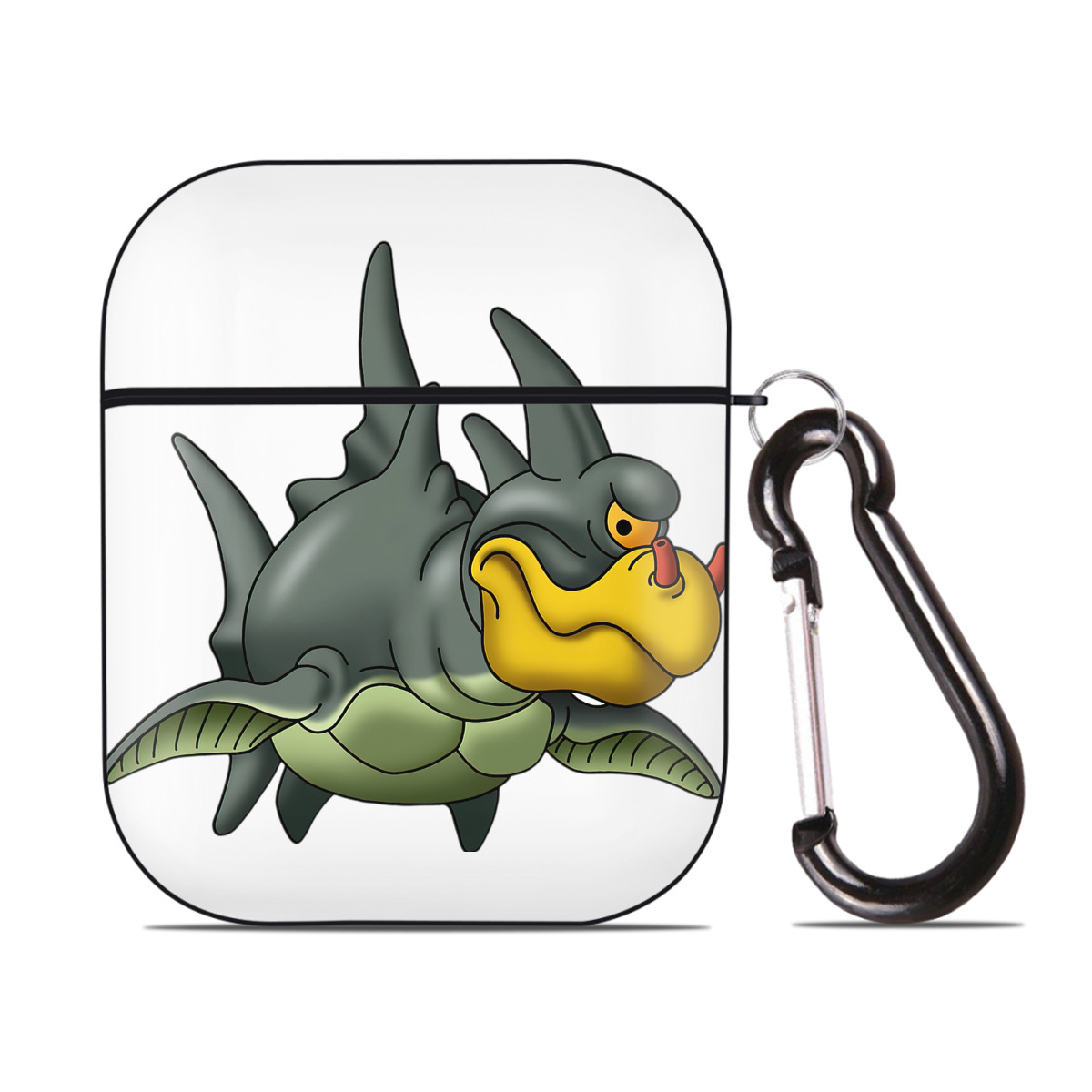 （画像用） ドラゴンクエスト Doragon Kuesuto Dragon Quest AirPods 第2世代保護ケース ハードシェル ブラック 耐衝撃・防指紋・カラビナ付き