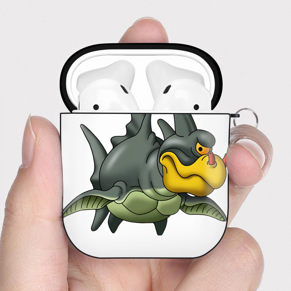 （画像用） ドラゴンクエスト Doragon Kuesuto Dragon Quest AirPods 第2世代保護ケース ハードシェル ブラック 耐衝撃・防指紋・カラビナ付き