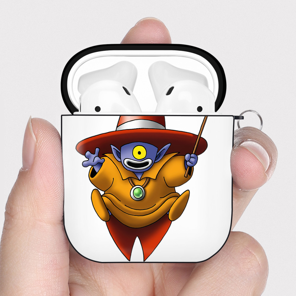 （画像用） ドラゴンクエスト Doragon Kuesuto Dragon Quest AirPods 第2世代保護ケース ハードシェル ブラック 耐衝撃・防指紋・カラビナ付き