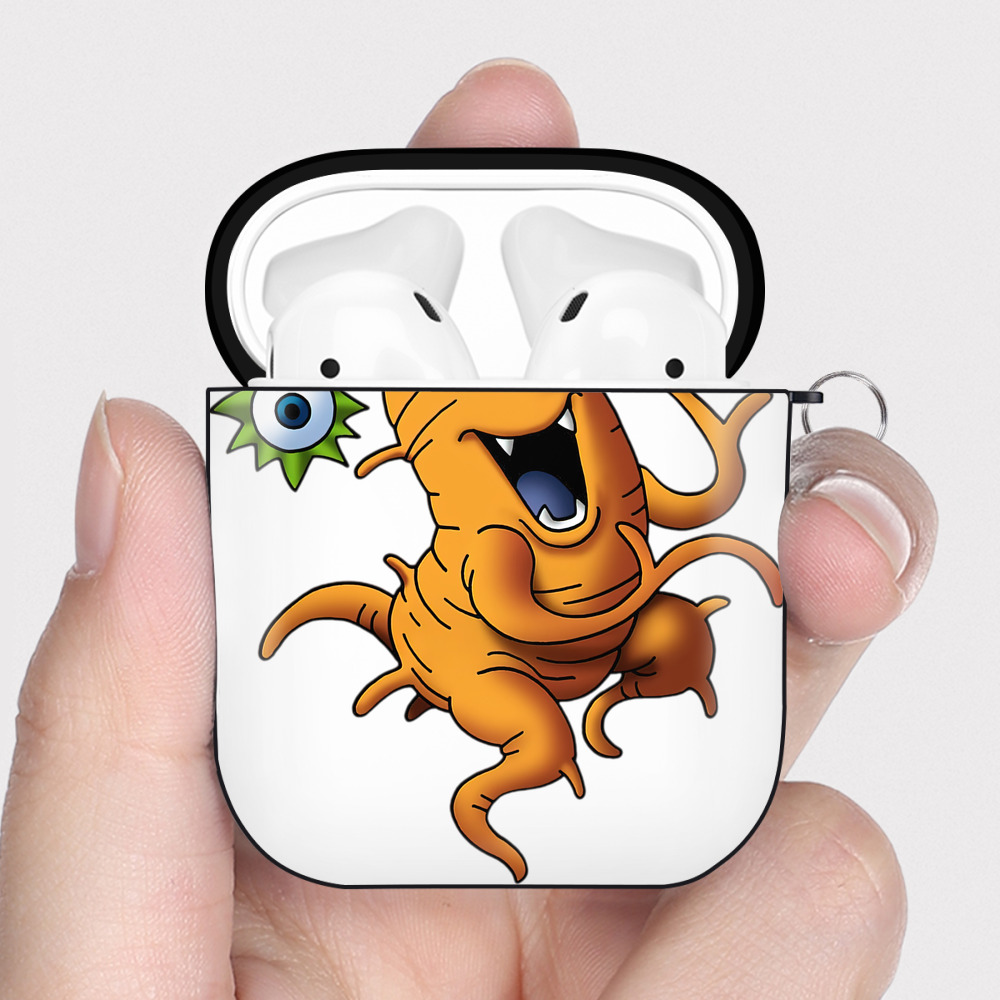 （画像用） ドラゴンクエスト Doragon Kuesuto Dragon Quest AirPods 第2世代保護ケース ハードシェル ブラック 耐衝撃・防指紋・カラビナ付き