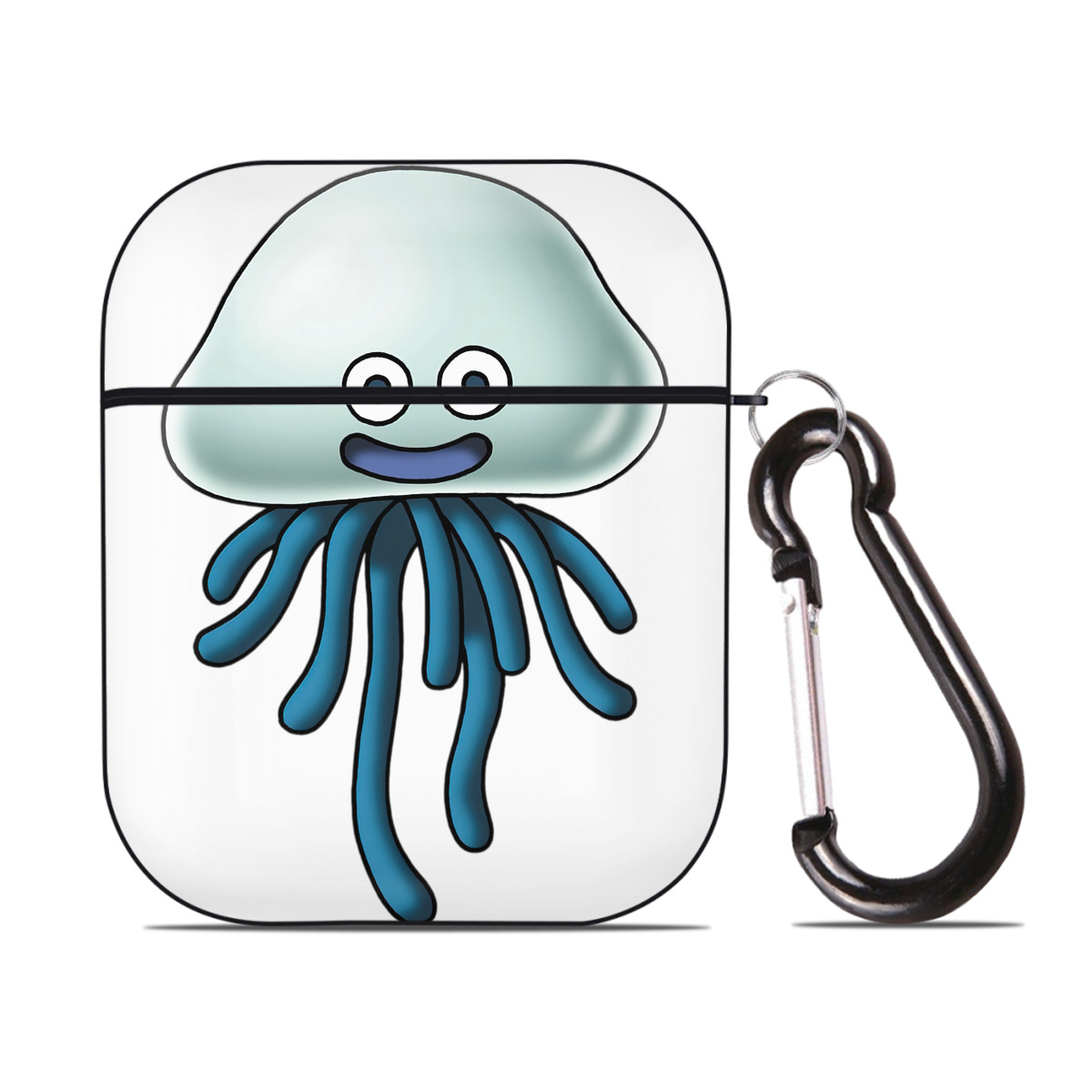 （画像用） ドラゴンクエスト Doragon Kuesuto Dragon Quest AirPods 第2世代保護ケース ハードシェル ブラック 耐衝撃・防指紋・カラビナ付き