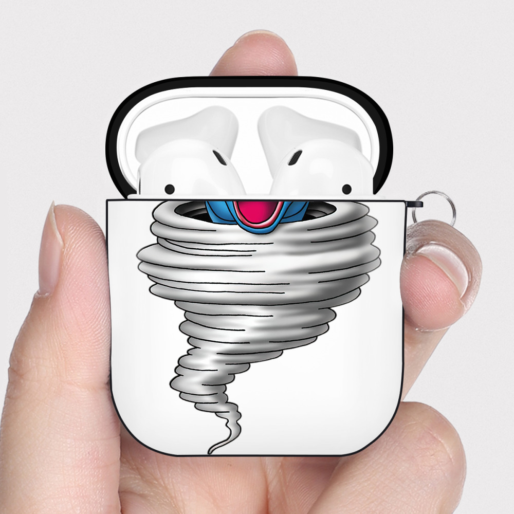 （画像用） ドラゴンクエスト Doragon Kuesuto Dragon Quest AirPods 第2世代保護ケース ハードシェル ブラック 耐衝撃・防指紋・カラビナ付き