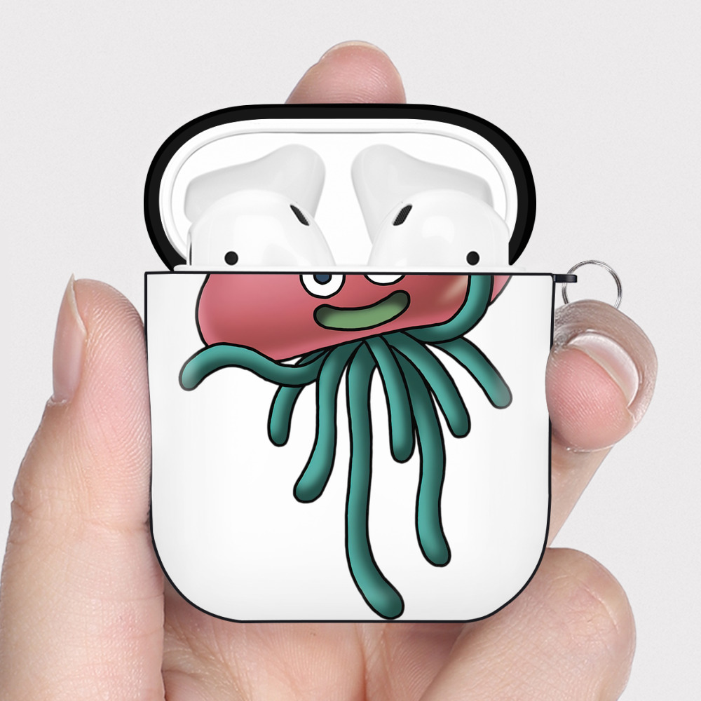 （画像用） ドラゴンクエスト Doragon Kuesuto Dragon Quest AirPods 第2世代保護ケース ハードシェル ブラック 耐衝撃・防指紋・カラビナ付き
