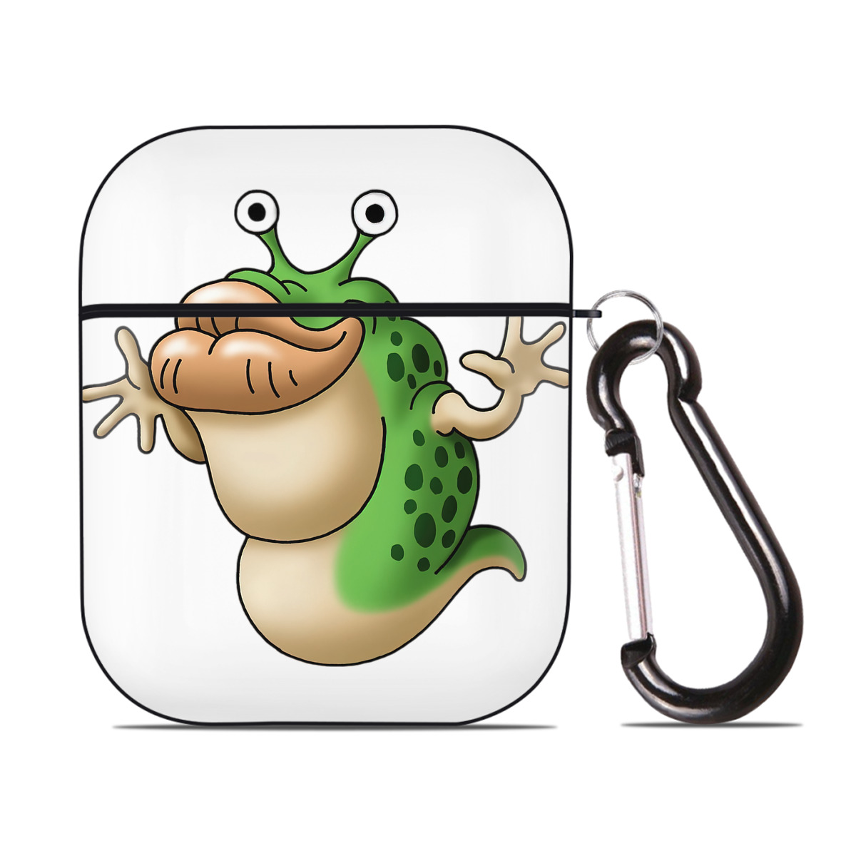 （画像用） ドラゴンクエスト Doragon Kuesuto Dragon Quest AirPods 第2世代保護ケース ハードシェル ブラック 耐衝撃・防指紋・カラビナ付き