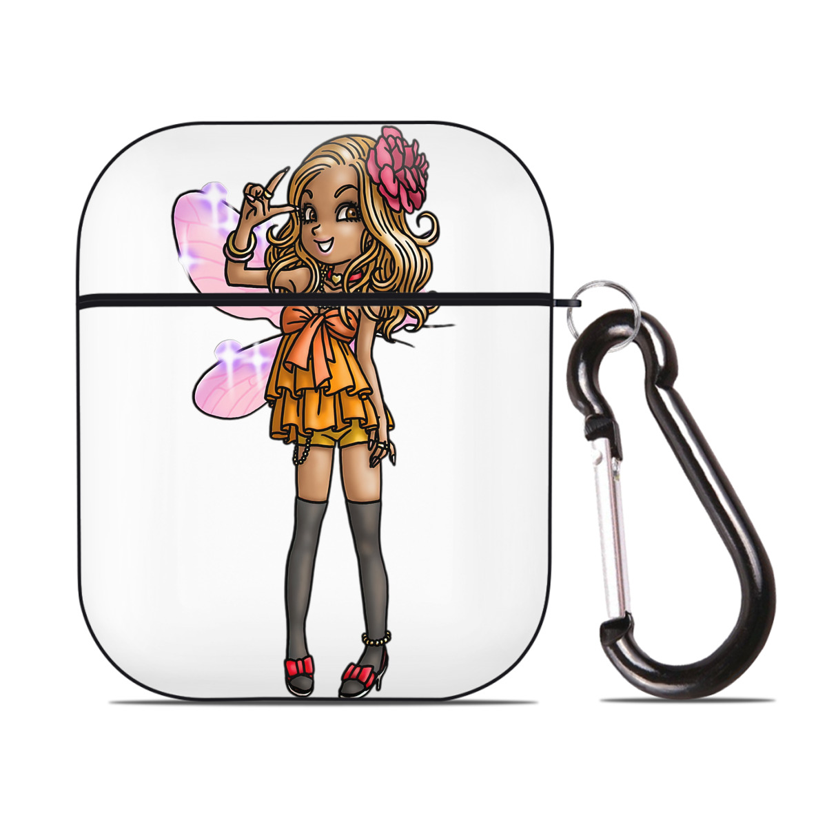 （画像用） ドラゴンクエスト Doragon Kuesuto Dragon Quest AirPods 第2世代保護ケース ハードシェル ブラック 耐衝撃・防指紋・カラビナ付き