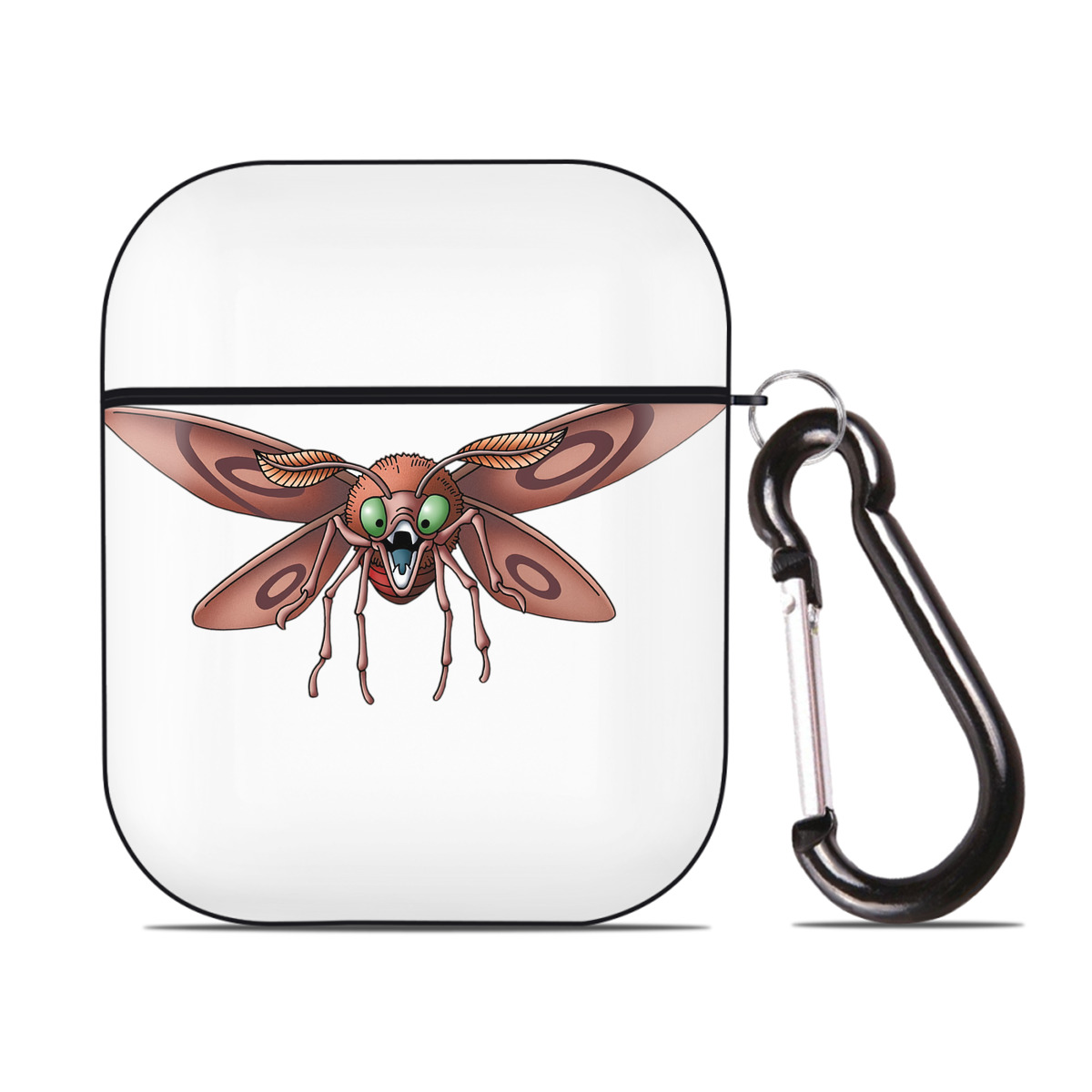 （画像用） ドラゴンクエスト Doragon Kuesuto Dragon Quest AirPods 第2世代保護ケース ハードシェル ブラック 耐衝撃・防指紋・カラビナ付き