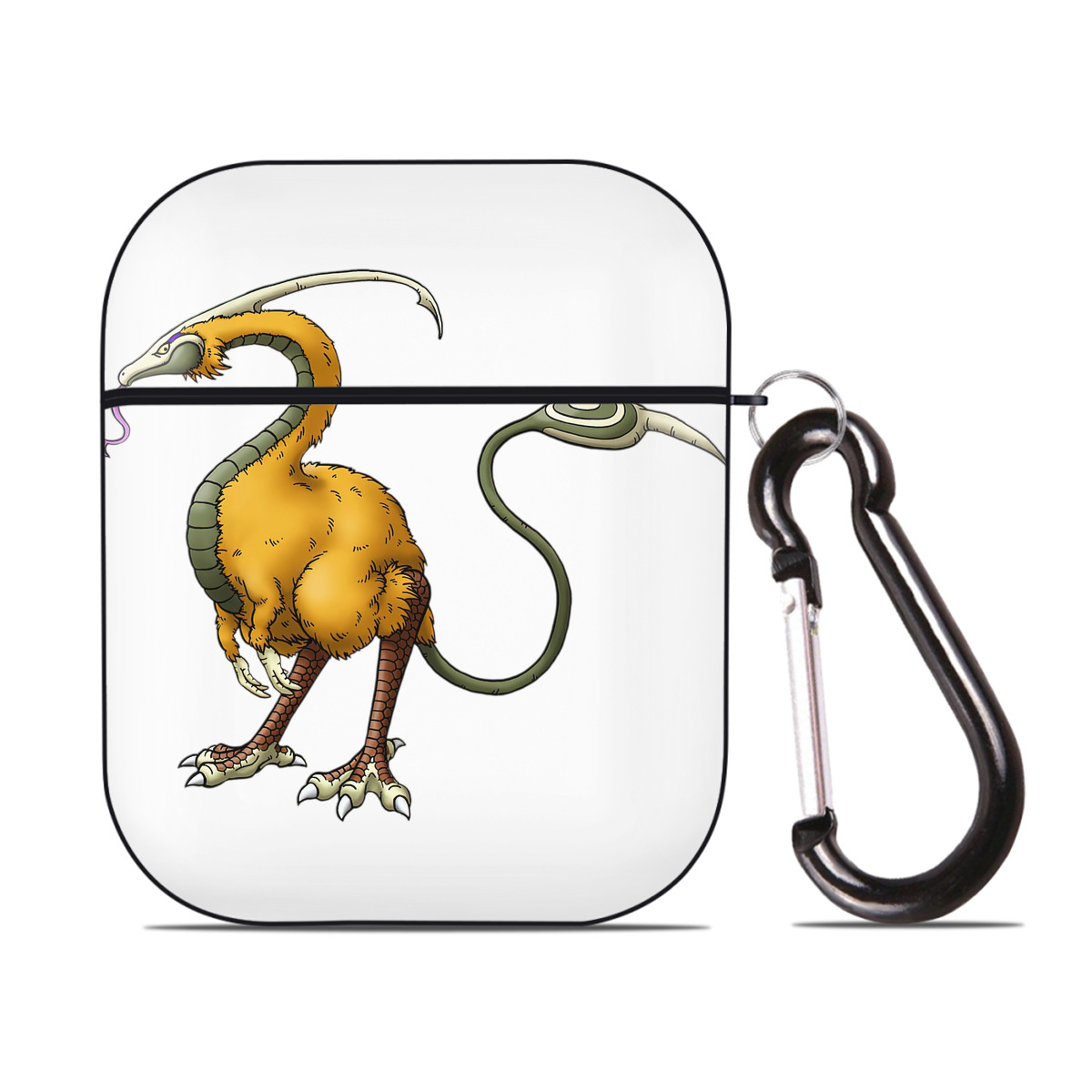 （画像用） ドラゴンクエスト Doragon Kuesuto Dragon Quest AirPods 第2世代保護ケース ハードシェル ブラック 耐衝撃・防指紋・カラビナ付き