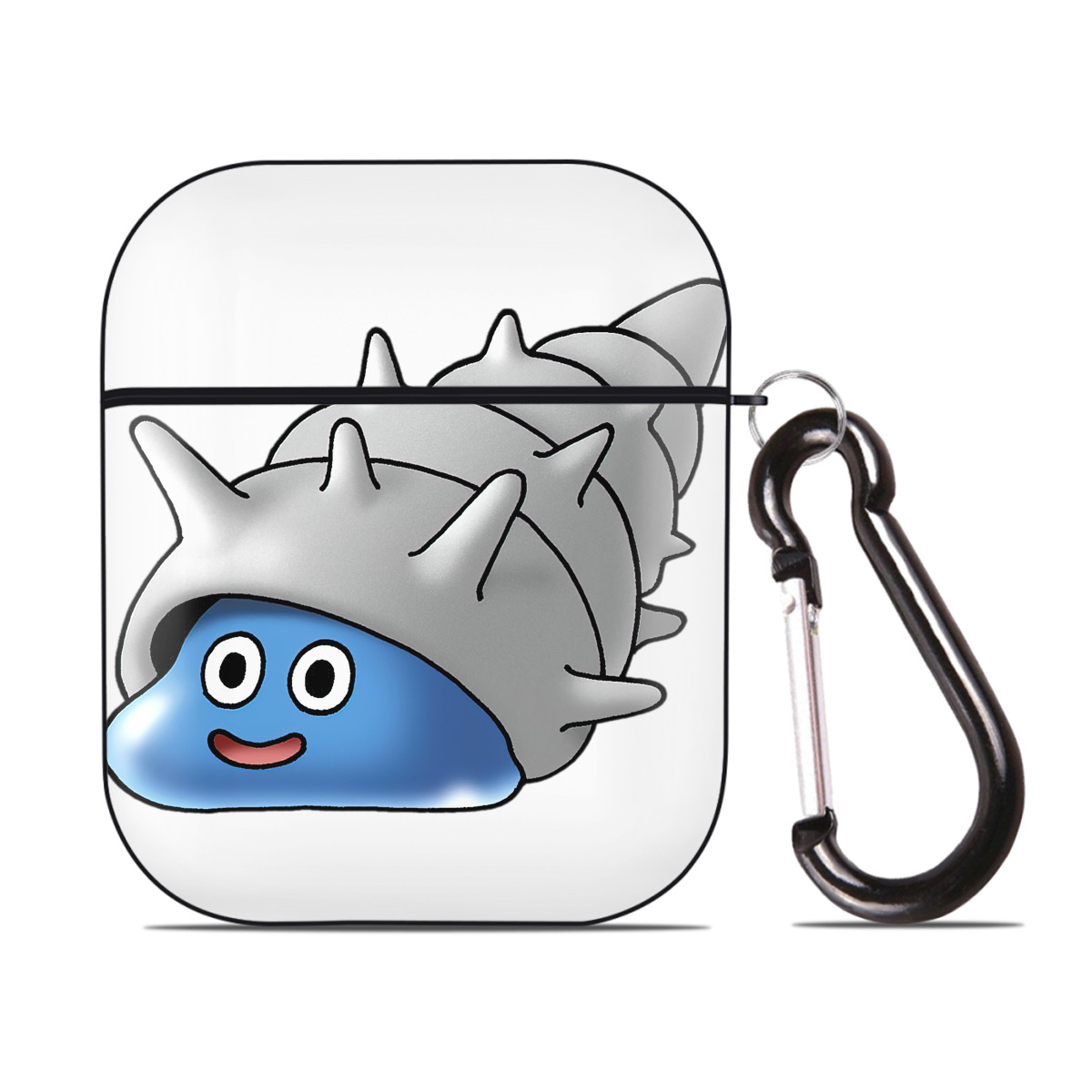 （画像用） ドラゴンクエスト Doragon Kuesuto Dragon Quest AirPods 第2世代保護ケース ハードシェル ブラック 耐衝撃・防指紋・カラビナ付き
