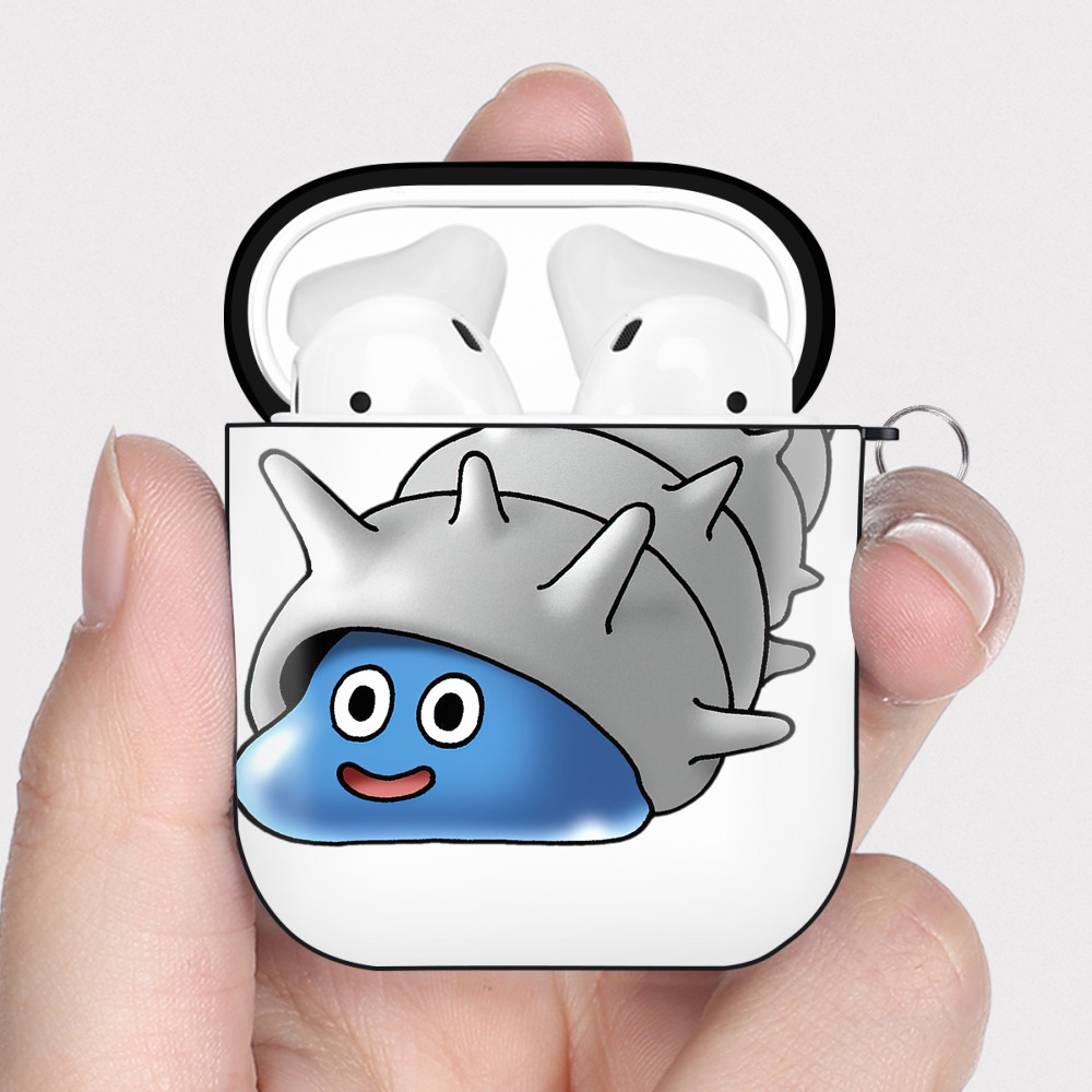 （画像用） ドラゴンクエスト Doragon Kuesuto Dragon Quest AirPods 第2世代保護ケース ハードシェル ブラック 耐衝撃・防指紋・カラビナ付き