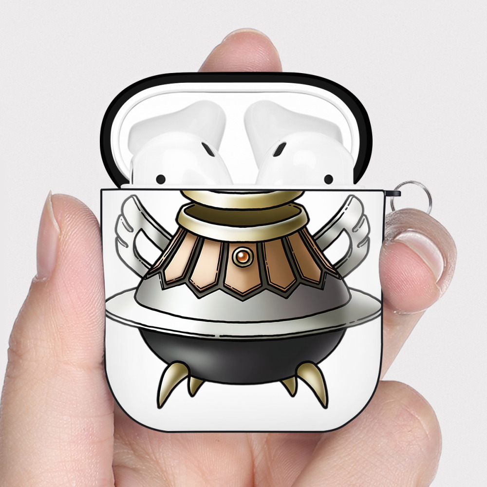 （画像用） ドラゴンクエスト Doragon Kuesuto Dragon Quest AirPods 第2世代保護ケース ハードシェル ブラック 耐衝撃・防指紋・カラビナ付き