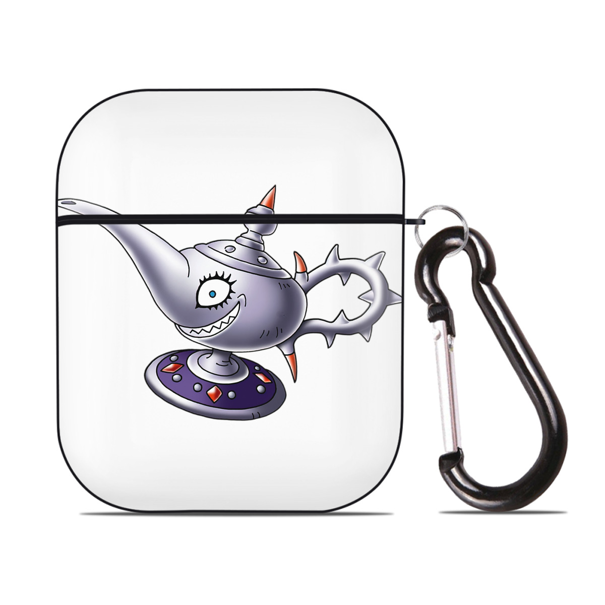 （画像用） ドラゴンクエスト Doragon Kuesuto Dragon Quest AirPods 第2世代保護ケース ハードシェル ブラック 耐衝撃・防指紋・カラビナ付き