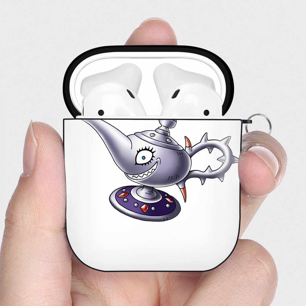（画像用） ドラゴンクエスト Doragon Kuesuto Dragon Quest AirPods 第2世代保護ケース ハードシェル ブラック 耐衝撃・防指紋・カラビナ付き