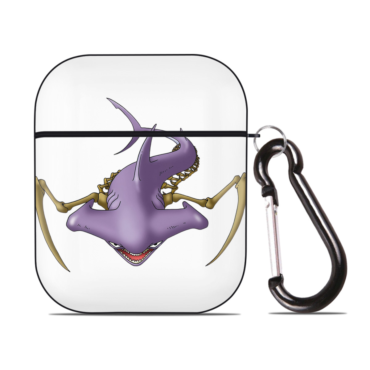 （画像用） ドラゴンクエスト Doragon Kuesuto Dragon Quest AirPods 第2世代保護ケース ハードシェル ブラック 耐衝撃・防指紋・カラビナ付き