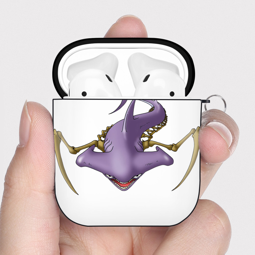 （画像用） ドラゴンクエスト Doragon Kuesuto Dragon Quest AirPods 第2世代保護ケース ハードシェル ブラック 耐衝撃・防指紋・カラビナ付き