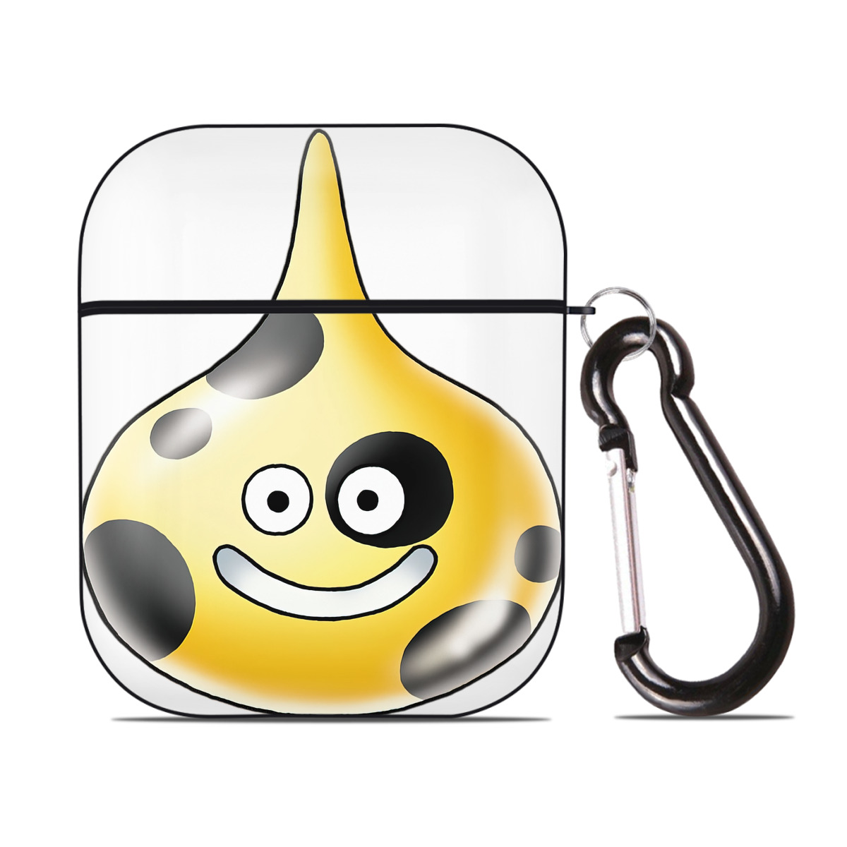 （画像用） ドラゴンクエスト Doragon Kuesuto Dragon Quest AirPods 第2世代保護ケース ハードシェル ブラック 耐衝撃・防指紋・カラビナ付き
