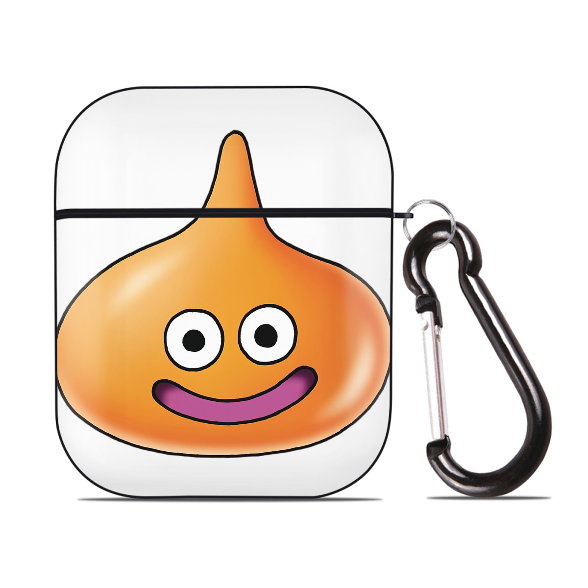 （画像用） ドラゴンクエスト Doragon Kuesuto Dragon Quest AirPods 第2世代保護ケース ハードシェル ブラック 耐衝撃・防指紋・カラビナ付き