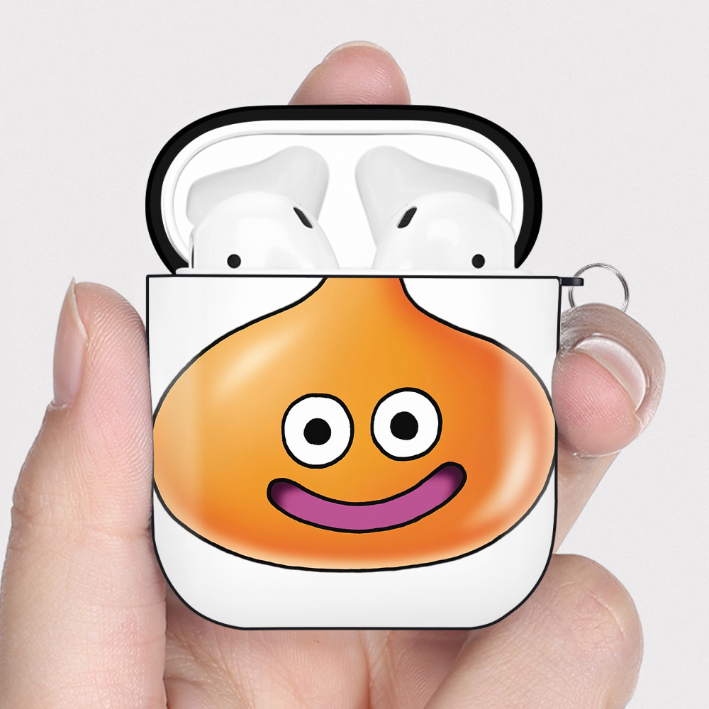 （画像用） ドラゴンクエスト Doragon Kuesuto Dragon Quest AirPods 第2世代保護ケース ハードシェル ブラック 耐衝撃・防指紋・カラビナ付き
