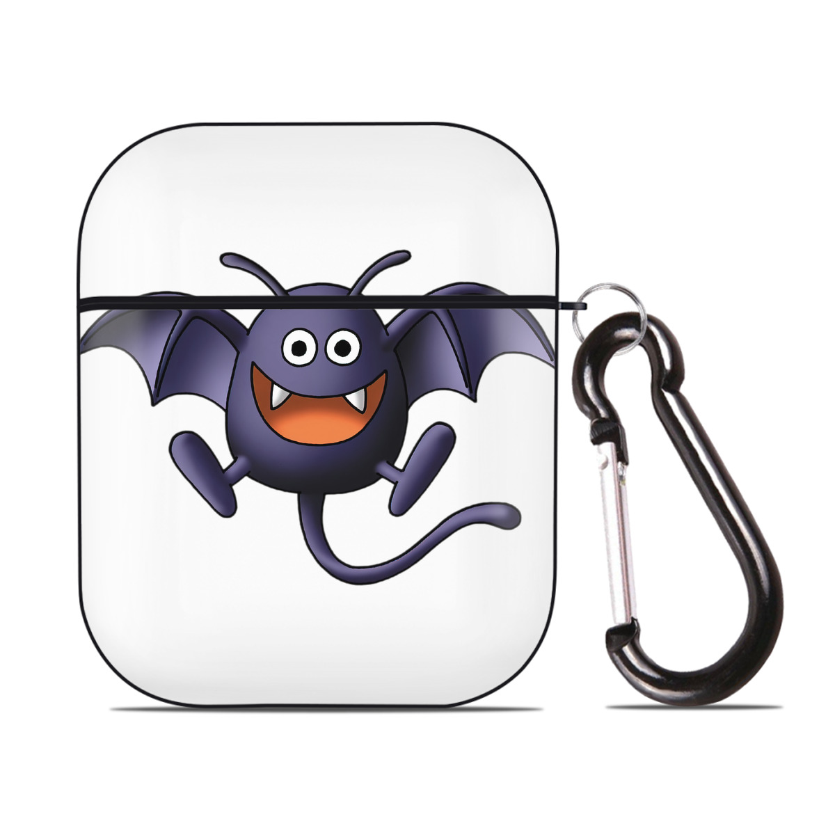 （画像用） ドラゴンクエスト Doragon Kuesuto Dragon Quest AirPods 第2世代保護ケース ハードシェル ブラック 耐衝撃・防指紋・カラビナ付き
