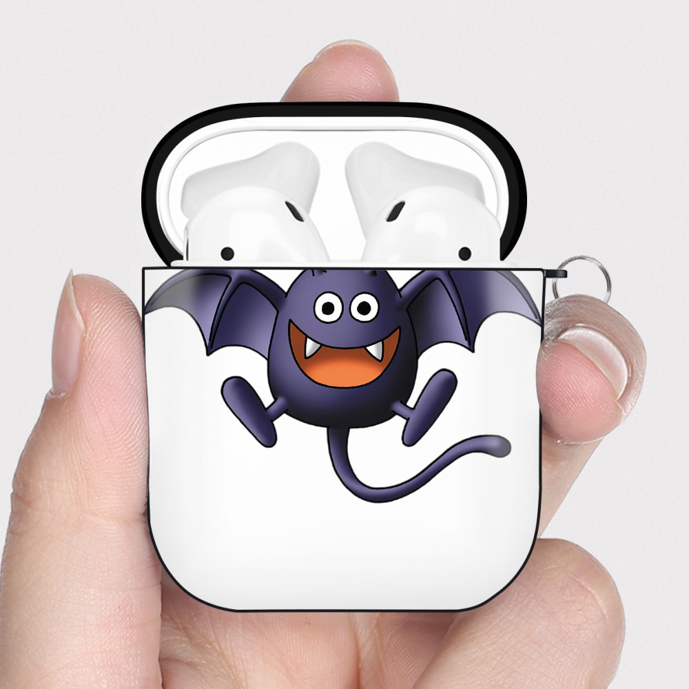 （画像用） ドラゴンクエスト Doragon Kuesuto Dragon Quest AirPods 第2世代保護ケース ハードシェル ブラック 耐衝撃・防指紋・カラビナ付き