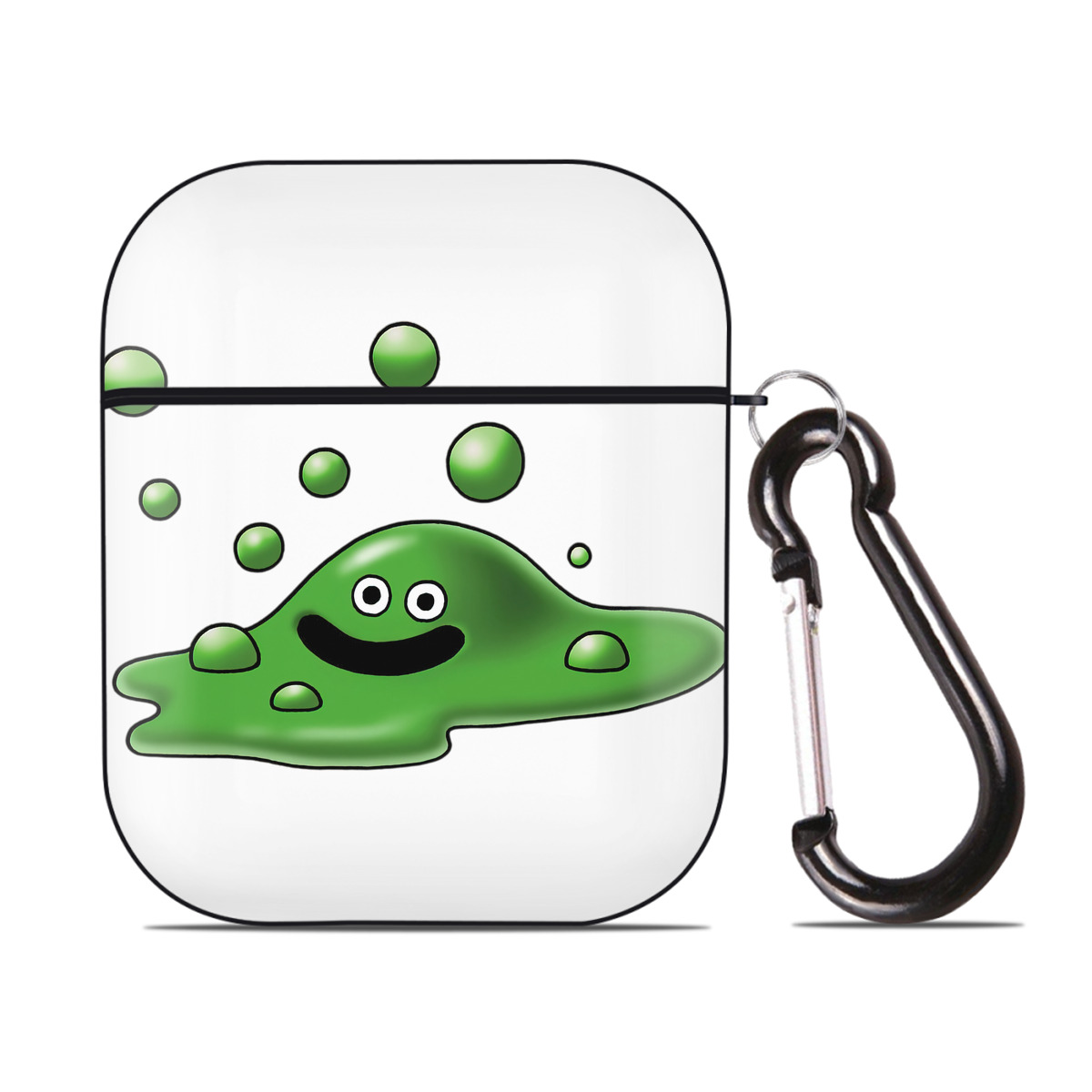 （画像用） ドラゴンクエスト Doragon Kuesuto Dragon Quest AirPods 第2世代保護ケース ハードシェル ブラック 耐衝撃・防指紋・カラビナ付き